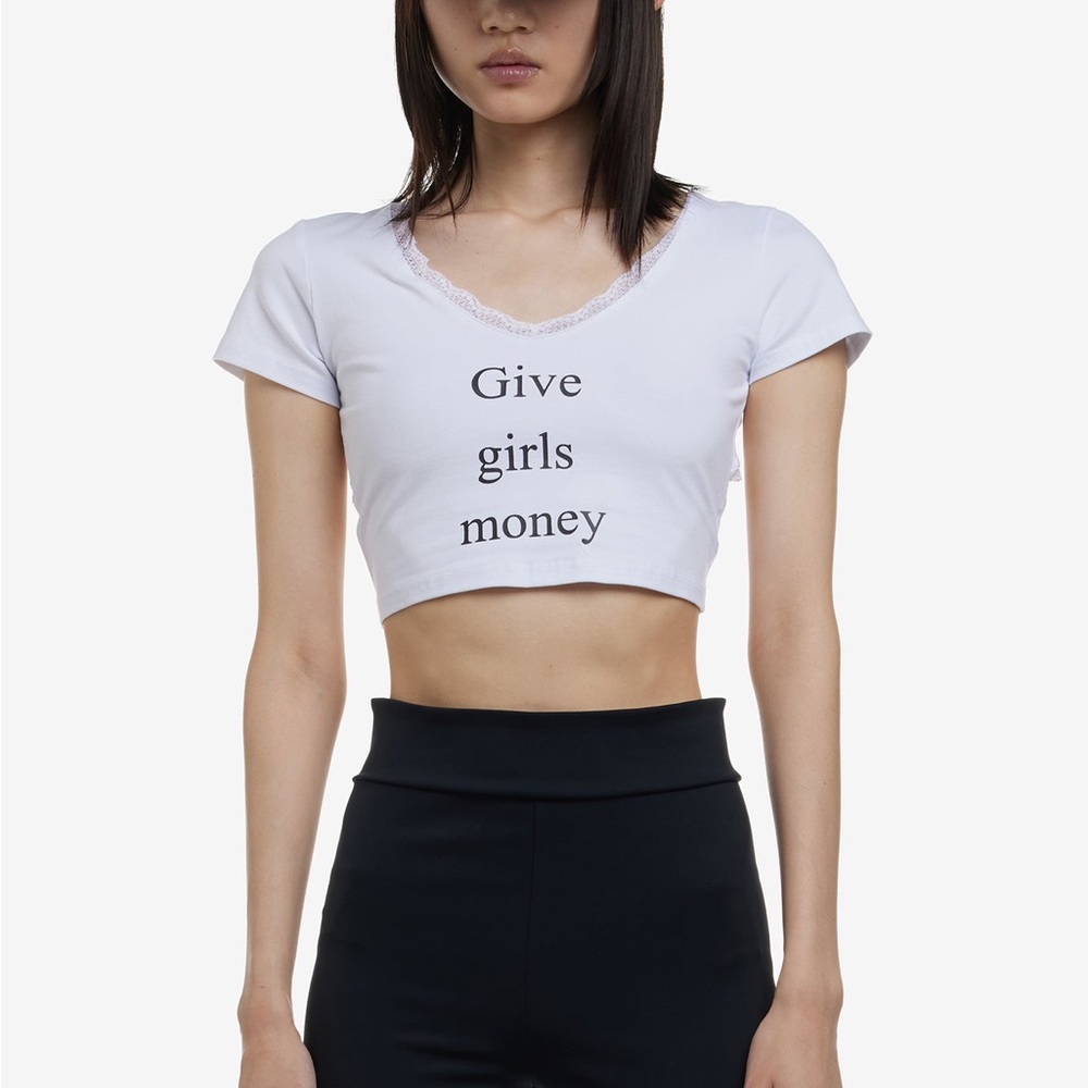 NWT PRAYING “give girls money” top